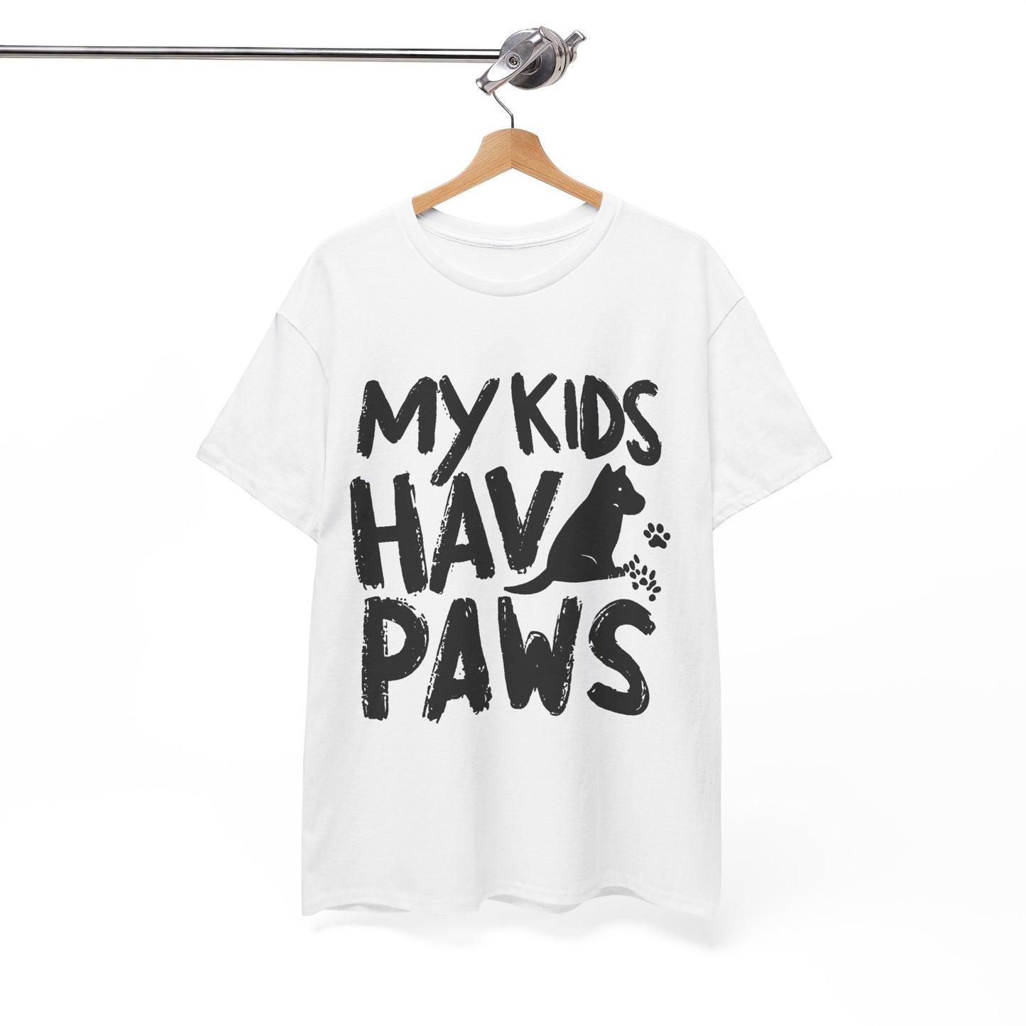 My Kids Have Paws White T-Shirt – Dog Mom & Dad Gift | Made in USA 100% Cotton Unisex Tee S-3XL