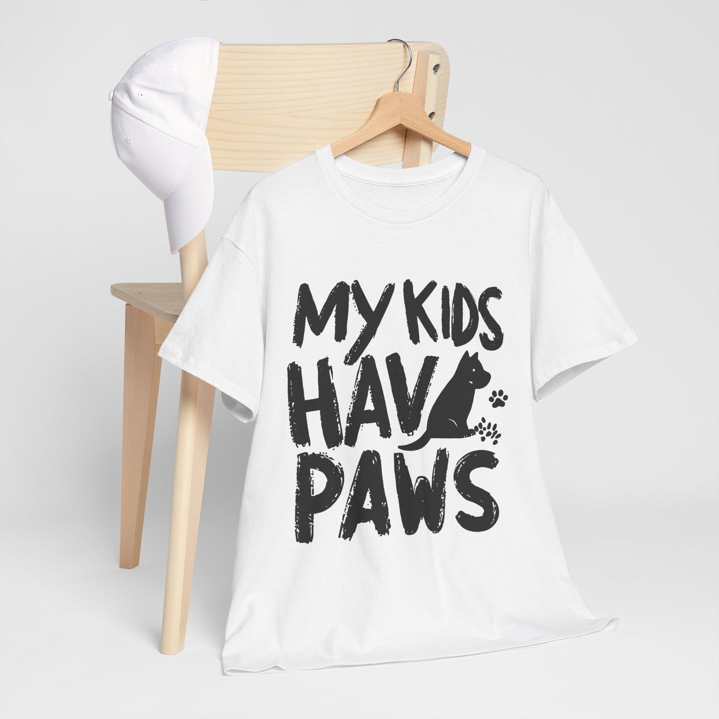 My Kids Have Paws White T-Shirt – Dog Mom & Dad Gift | Made in USA 100% Cotton Unisex Tee S-3XL
