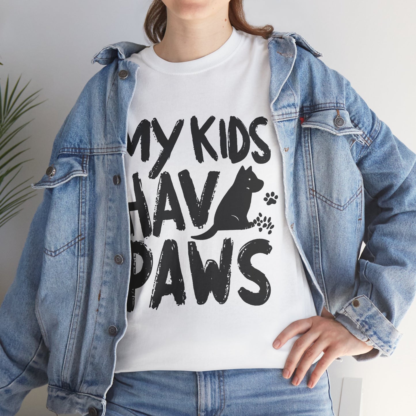 My Kids Have Paws White T-Shirt – Dog Mom & Dad Gift | Made in USA 100% Cotton Unisex Tee S-3XL